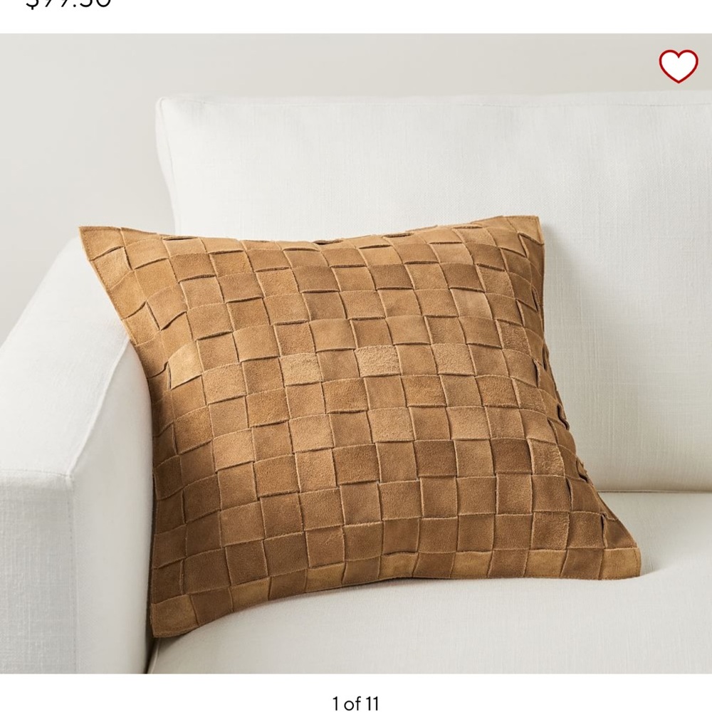 Pottery Barn suede basket weave pillow cover.